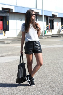 Outfit-black-leather-shorts-streetstyle-sports-luxe-trend
